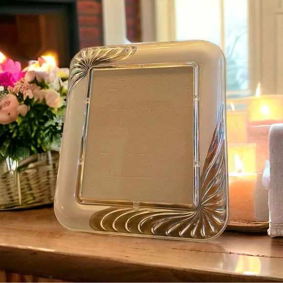 Beautiful vintage glass photo frame. Frosted and Clear Art Deco Design. - Picture 2 of 4